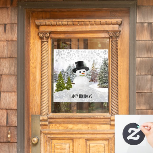 Autocollant Pour Fenêtre Joyeuses vacances d'hiver / Snowman (Porte d'accueil)