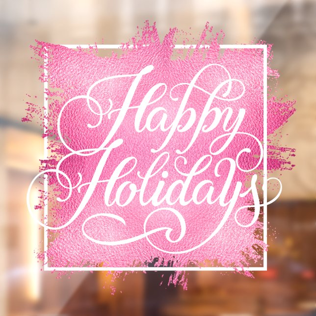 Autocollant Pour Fenêtre Joyeuses vacances Pink Faux Foil (Feuille 2)
