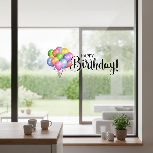 Autocollant Pour Fenêtre Joyeux Anniversaire Ballons Cling (Happy Birthday Red Heart Window Cling)