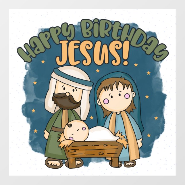 Autocollant Pour Fenêtre Joyeux Anniversaire Jésus Cling fenêtre (Feuille)
