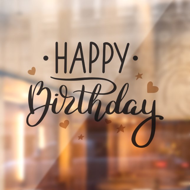 Autocollant Pour Fenêtre Joyeux anniversaire Noir et Or (Feuille 2)