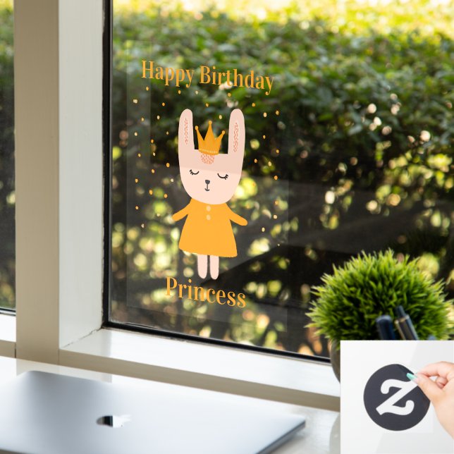 Autocollant Pour Fenêtre Joyeux Anniversaire Princesse Bunny Design Fenêtre (Bureau)