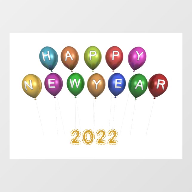 Autocollant Pour Fenêtre Joyeux Ballons du Nouvel An (Feuille)