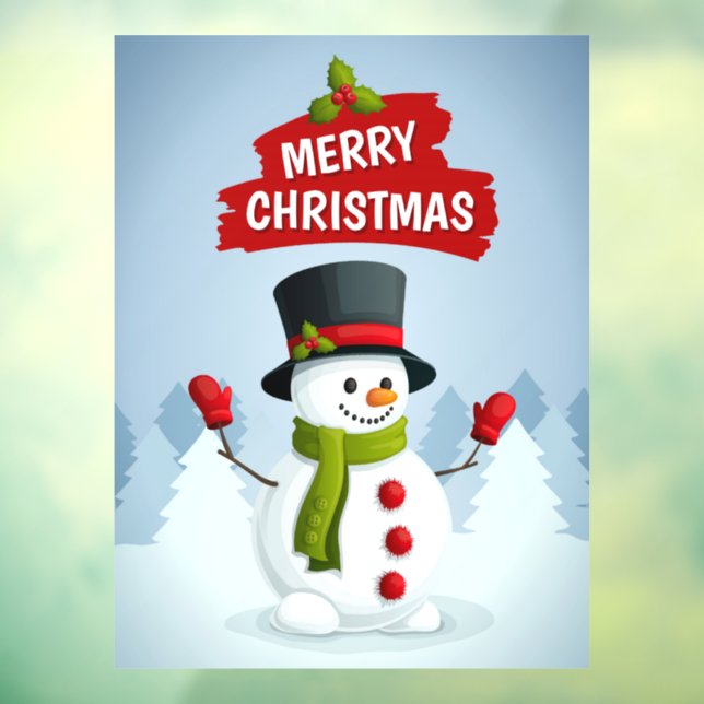 Autocollant Pour Fenêtre Joyeux bonhomme de neige de Noël (Feuille 3)