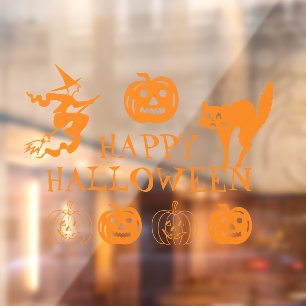 Autocollant Pour Fenêtre Joyeux décor de fenêtre orange d'Halloween