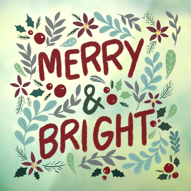 Autocollant Pour Fenêtre Joyeux et brillant clouage de fenêtre de Noël (Feuille 3)
