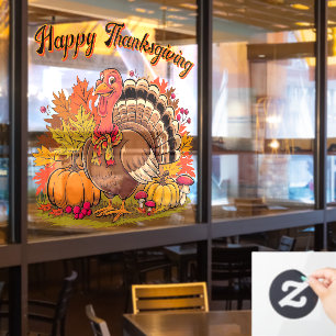 Autocollant Pour Fenêtre Joyeux Graphique de Thanksgiving Dinde Récolte d'A