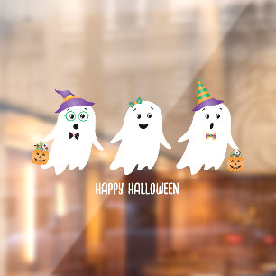Autocollant Pour Fenêtre Joyeux Halloween Fantômes Trick Ou Treat