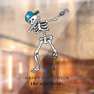 Autocollant Pour Fenêtre Joyeux Halloween squelette pirate Dabbing