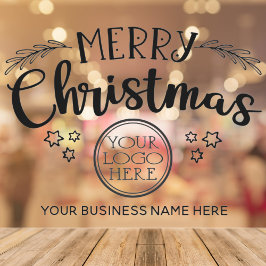 Autocollant Pour Fenêtre Joyeux Noël ajoutez votre logo et votre nom commer