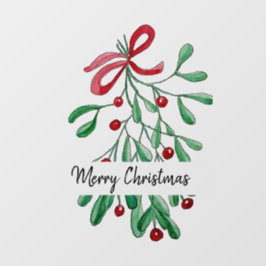 Autocollant Pour Fenêtre Joyeux Noël aquarelle Mistletoe peint à la main