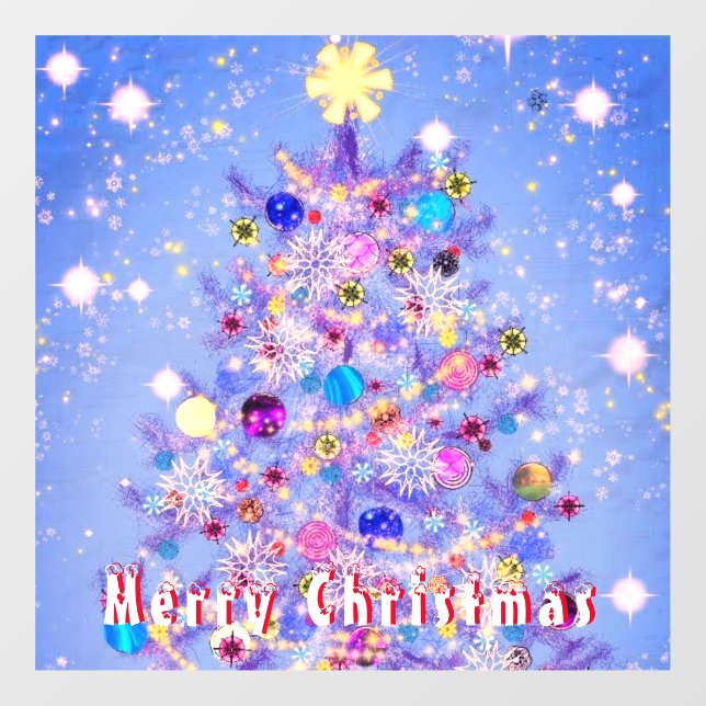 Autocollant Pour Fenêtre Joyeux Noël - Arbre de Noël - Beau (Feuille)