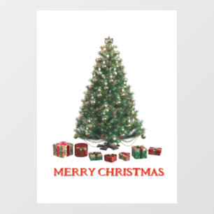 Autocollant Pour Fenêtre Joyeux Noël. Arbre (modèle 1) avec cadeaux