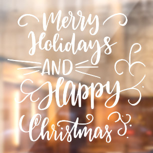 Autocollant Pour Fenêtre Joyeux Noël Bonnes Fêtes Blanc