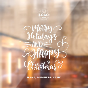 Autocollant Pour Fenêtre Joyeux Noël Calligraphique Ajouter Votre Logo