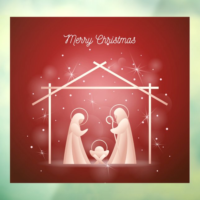 Autocollant Pour Fenêtre Joyeux Noël de naissance de Jésus (Feuille 3)