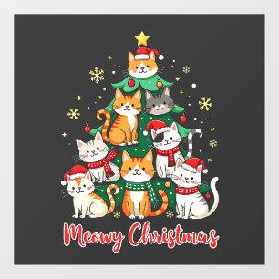 Autocollant Pour Fenêtre Joyeux Noël Drôle Catmas Kitten Xmas Tree