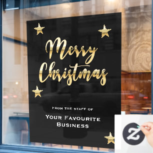 Autocollant Pour Fenêtre Joyeux Noël élégant métallisé or noir
