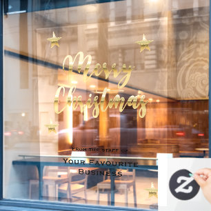 Autocollant Pour Fenêtre Joyeux Noël élégant or métallique et noir