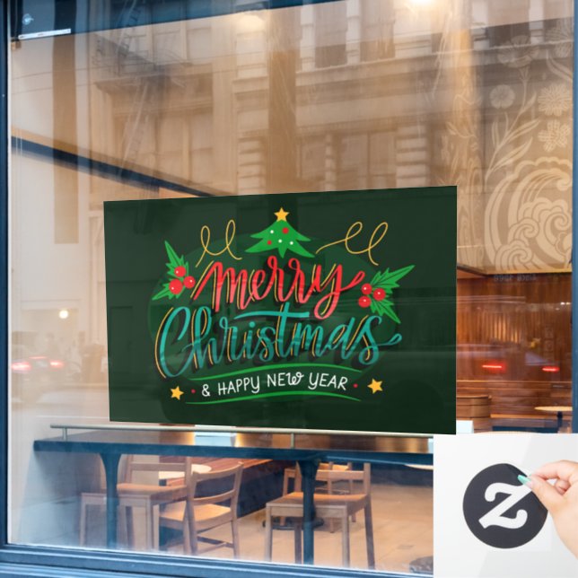 Autocollant Pour Fenêtre Joyeux Noël et Bonne Année (Fenêtre de café)