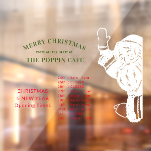 Autocollant Pour Fenêtre Joyeux Noël et Nouvel An Heures d'ouverture Père N