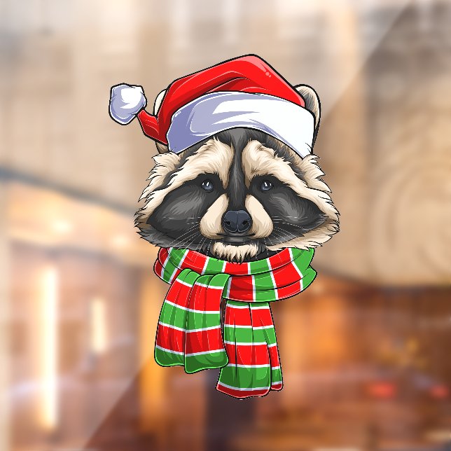 Autocollant Pour Fenêtre Joyeux Noël Fête Raccoon Clouage de fenêtre (Feuille 2)