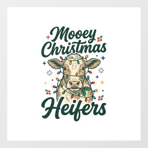 Autocollant Pour Fenêtre Joyeux Noël Génisses Vaches Drôles Noël Design