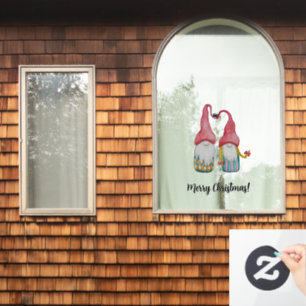 Autocollant Pour Fenêtre Joyeux Noël mignonne Gnome d'hiver en amour