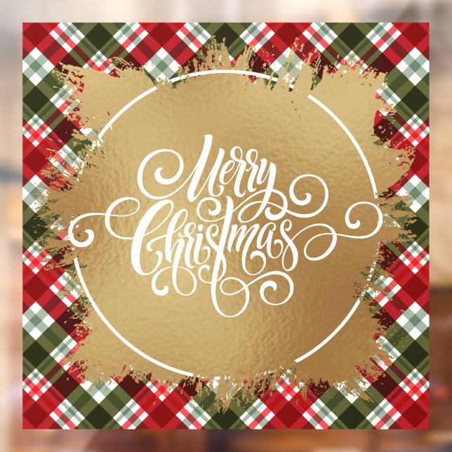 Autocollant Pour Fenêtre Joyeux Noël Plaid (Feuille 2)
