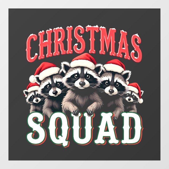 Autocollant Pour Fenêtre Joyeux Noël Raccoon Santa Hat Amateurs (Feuille)