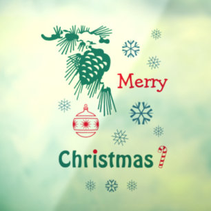 Autocollant Pour Fenêtre Joyeux Noël Rouge Vert