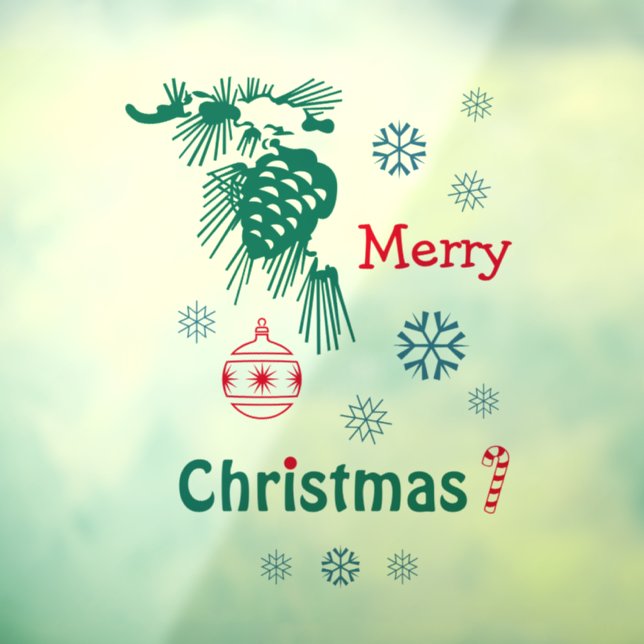 Autocollant Pour Fenêtre Joyeux Noël Rouge Vert (Feuille 3)