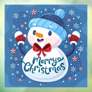Autocollant Pour Fenêtre Joyeux Noël Snowman Clouer la fenêtre