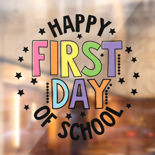 Autocollant Pour Fenêtre Joyeux Premier Jour De L'École Enseignant Éducatio