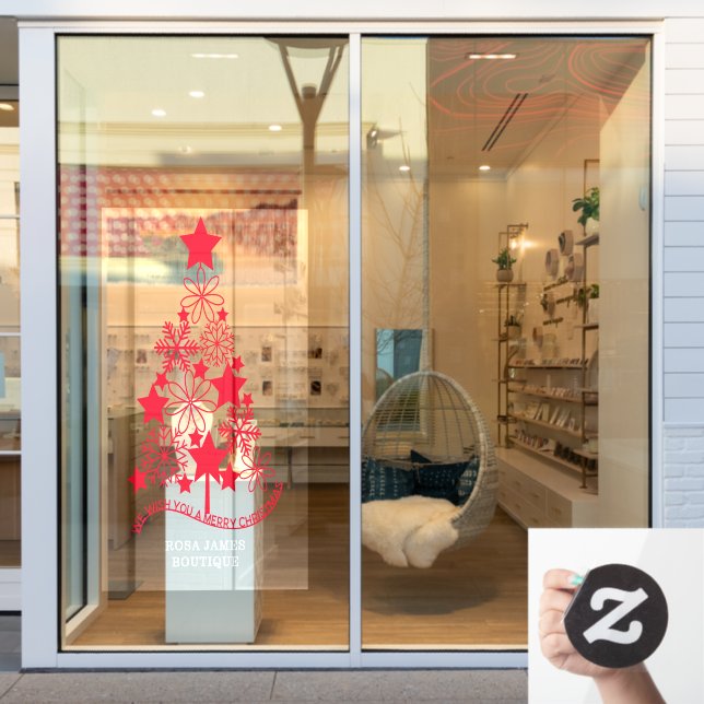 Autocollant Pour Fenêtre Joyeux sapin de Noël personnalisé (Vitrine du magasin)