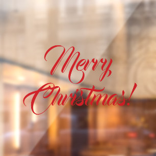 Autocollant Pour Fenêtre Joyeux script rouge Noël élégant texte personna