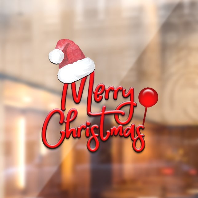 Autocollant Pour Fenêtre Joyeux Texte de Noël Père Noël Casquette  (Feuille 2)