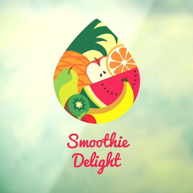 Autocollant Pour Fenêtre Jus de fruits colorés mignon Logo Smoothie Barre p (Feuille 3)