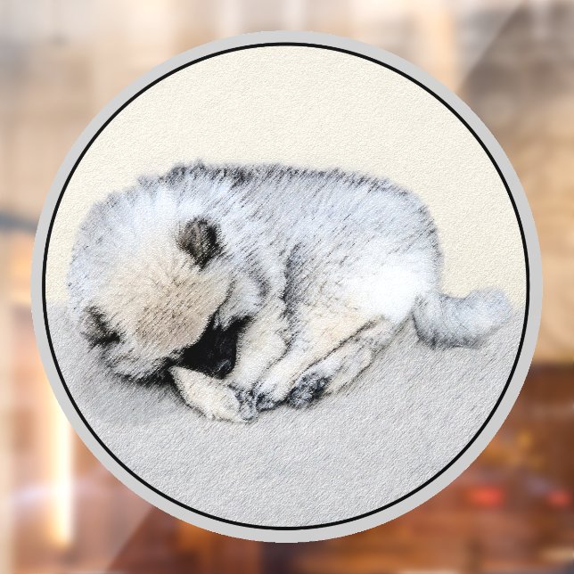 Autocollant Pour Fenêtre Keeshond Sleeping Puppy Peinture Chien Art origina (Feuille 2)