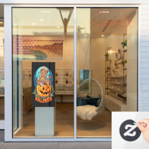 Autocollant Pour Fenêtre Killer Teddy Bear Halloween Jack-o-lanterne