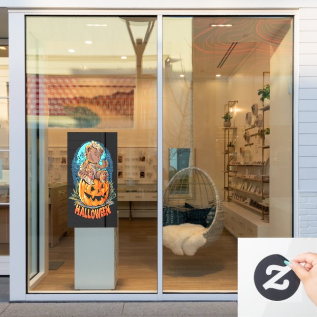Autocollant Pour Fenêtre Killer Teddy Bear Halloween Jack-o-lanterne (Vitrine du magasin)