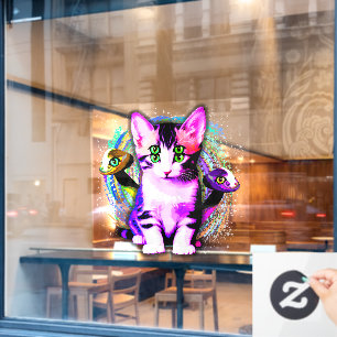 Autocollant Pour Fenêtre Kitty Chat Psychique Esthétique Caractère