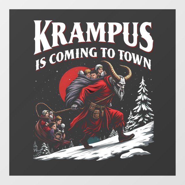 Autocollant Pour Fenêtre Krampus arrive à Town Krampus Noël (Feuille)