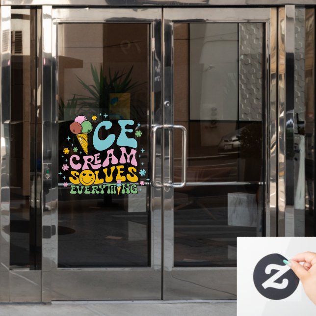 Autocollant Pour Fenêtre La crème glacée résout tout (Porte de bureau)