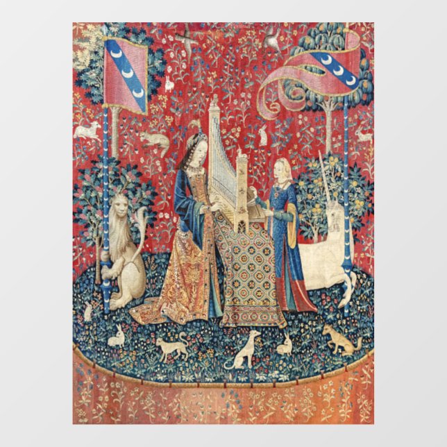 Autocollant Pour Fenêtre La Dame et la licorne, Audition (Feuille)