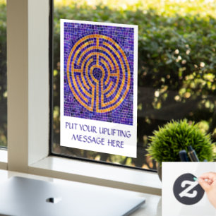 Autocollant Pour Fenêtre LABYRINTH MOSAIC 8x11 Clôture de fenêtre +Texte