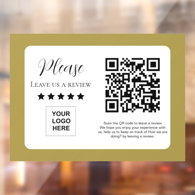Autocollant Pour Fenêtre Laissez-nous un avis QR code Or (Feuille 2)