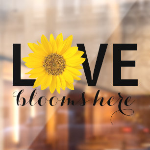 Autocollant Pour Fenêtre L'amour fleurit ici tournesol