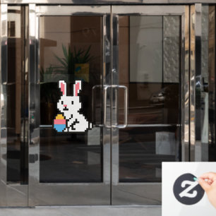 Autocollant Pour Fenêtre lapin de Pâques mignon 8 bits
