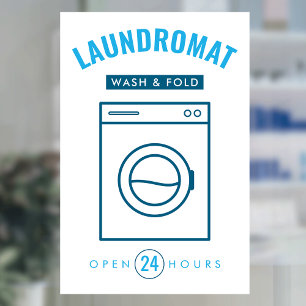 Autocollant Pour Fenêtre Laverie automatique 24h/24 Service de lavage et de